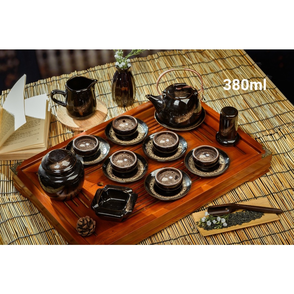 ( SALE ) Bộ ấm chén nở Hoa dáng Đầm Bé_ Ấm trà men Mật Ong gốm Sứ Bát Tràng cao cấp (ko kèm khay)