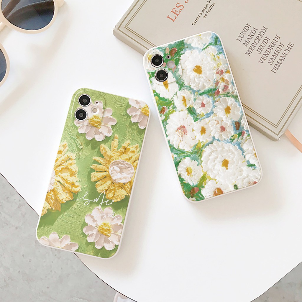 Ốp lưng iphone Pearl Daisy cạnh vuông 6/6plus/6s/6splus/7/7plus/8/8plus/x/xr/xs/11/12/13/pro/max/plus/promax