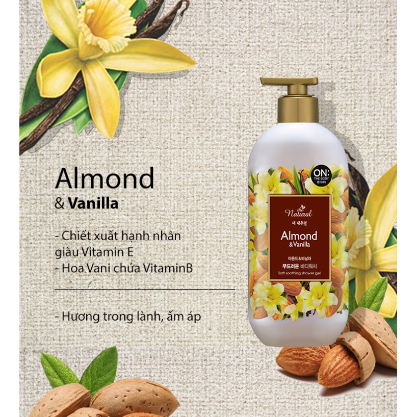 Sữa tắm On: The Body the Natural Almond & Vanilla 500g - Hương Hạnh nhân & Vani