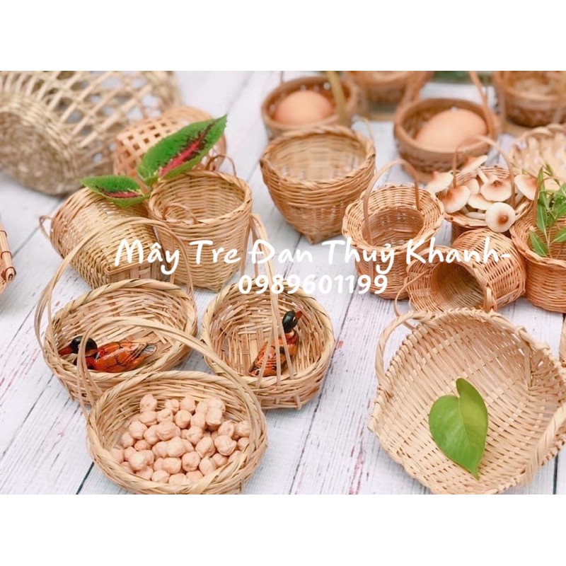 Mây tre nhí decor, phụ kiện chụp hình, mây tre trang trí trồng sen đá