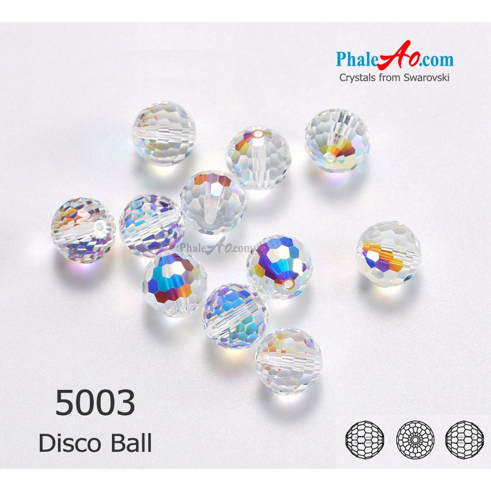 Pha lê Swarovski hạt tròn nhuyễn 5003 Disco Ball bead crystal 001AB size 6,8,10mm (giá 1 hạt)