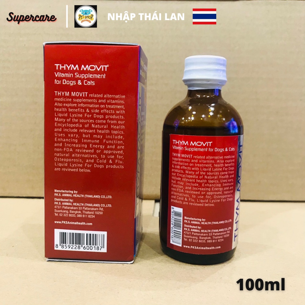 Si Rô Vitamin Kích Thèm Ăn Chó Mèo THYM MOVIT chai 100ml HSD 09.2024