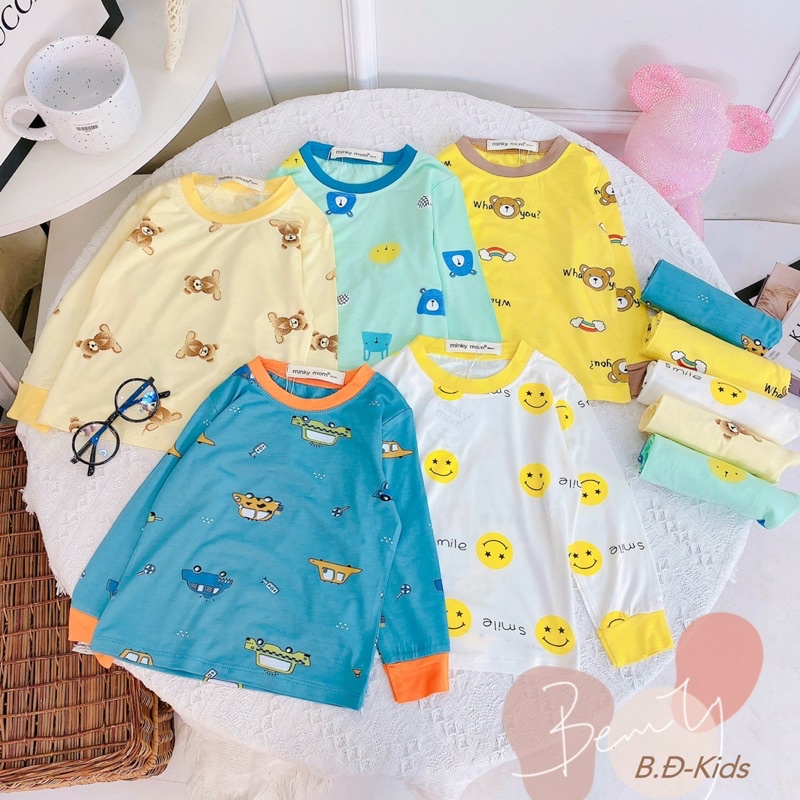 [Size 7-25kg] Bộ dài tay minky mom ❤️ freeship ❤️ Bộ dài tay thun lạnh hoạ tiết đáng yêu bé trai bé gái, bộ ngủ cho bé