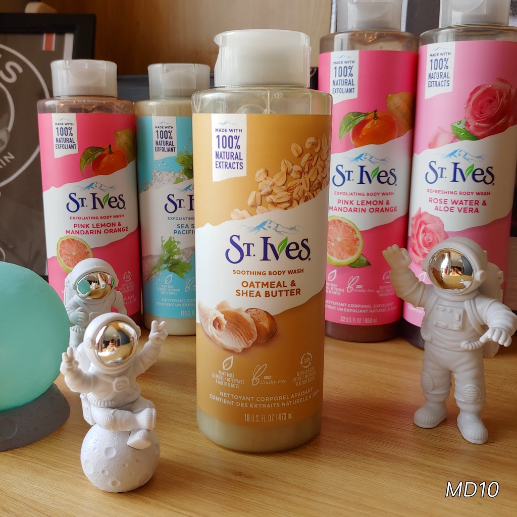 Sữa tắm trắng da, làm mịn, tẩy tế bào chết St.ives 473ml nhập khẩu Mỹ chính hãng