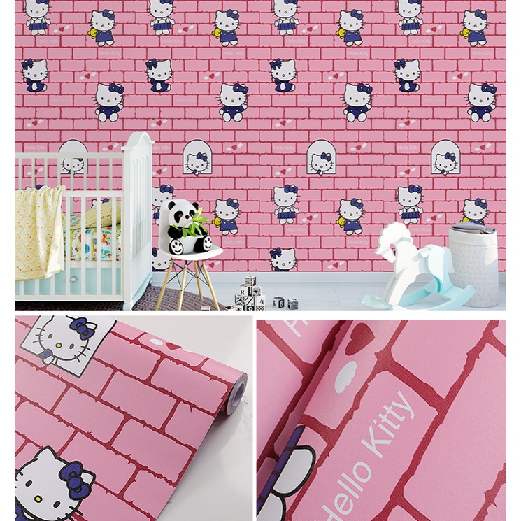 1 mét decal giấy dán tường tường gạch kitty xinh khổ 45cm keo sẵn