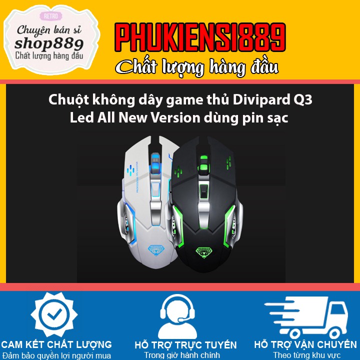 Chuột không dây game thủ Divipard Q3 Led All New Version dùng pin sạc