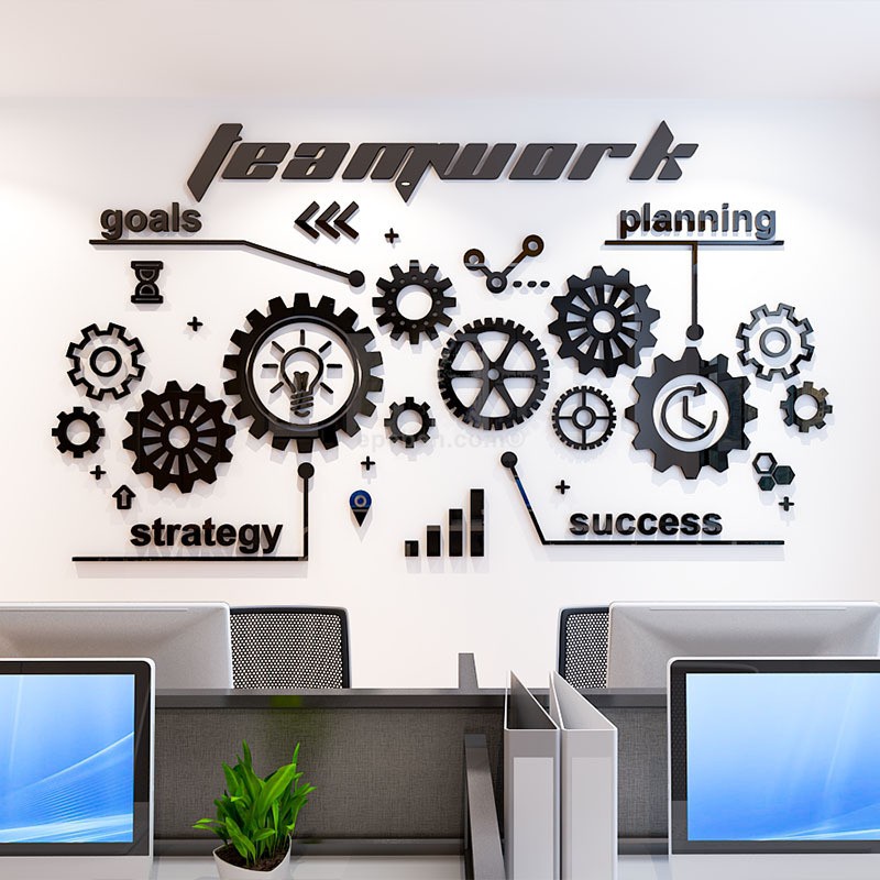 Tranh dán tường mica 3d decor khổ lớn văn phòng làm việc nhóm tranh mica 3d trang trí Nhiều Size - EPeBen