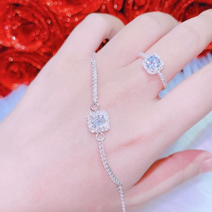 Bộ bạc nữ, phun đá lấp nánh