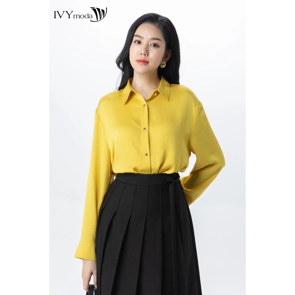 Áo sơ mi lụa đũi nữ IVY moda MS 17M7447