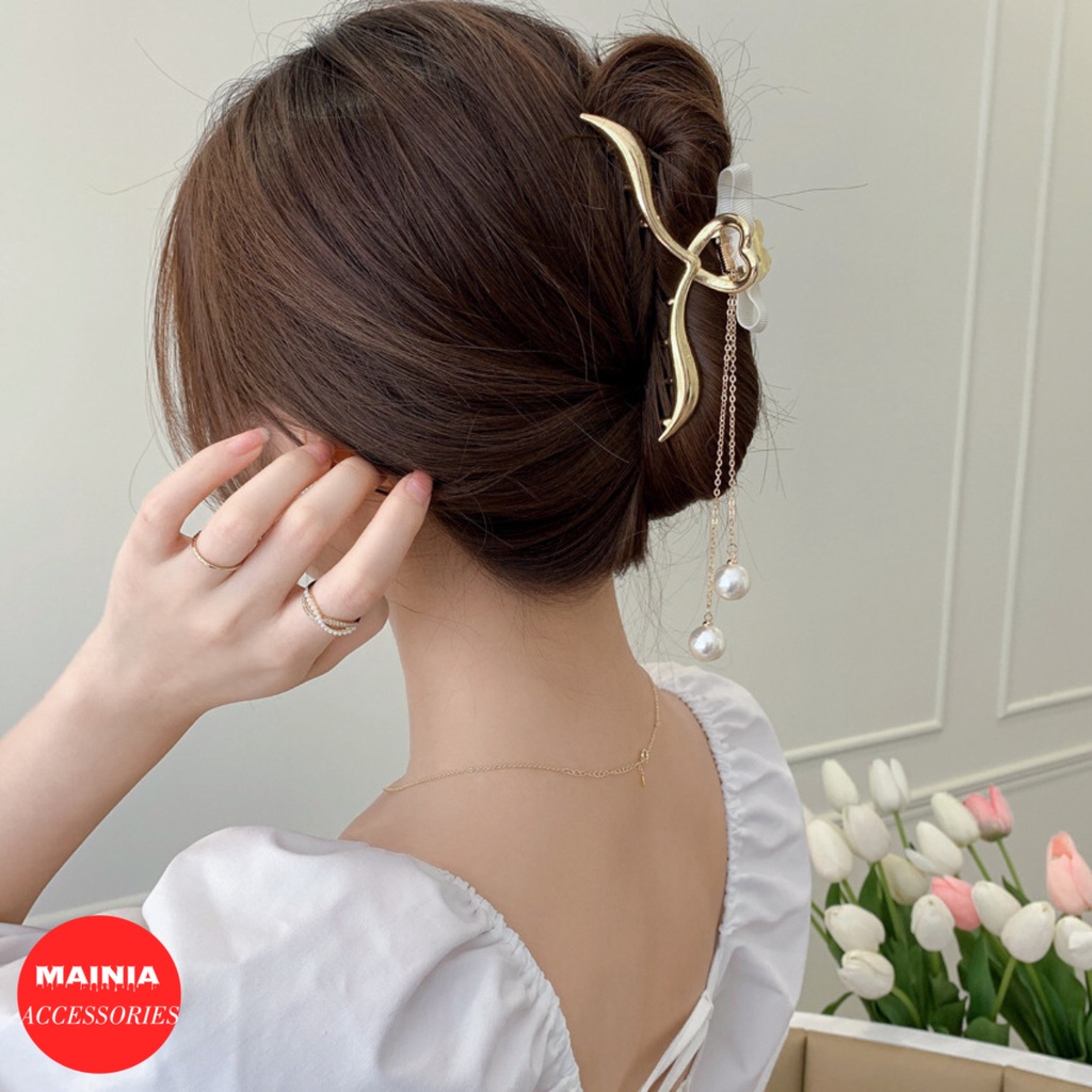 [Sẵn Hàng] Kẹp Tóc Càng Cua Kim Loại Hàn Quốc 11.5 CM Hình Cánh Én Siêu Sang Chảnh Mainia Shop