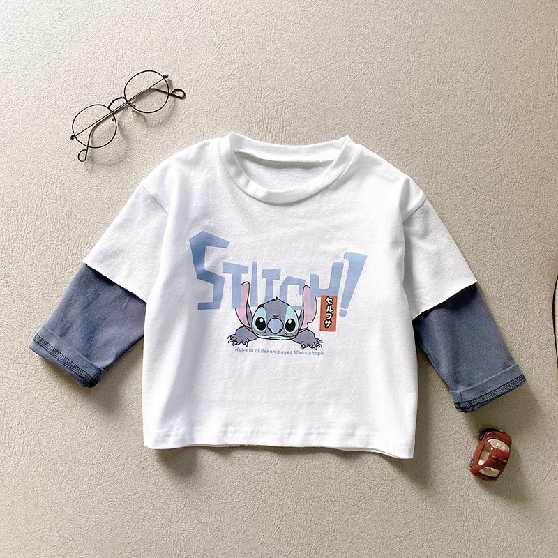 Áo Thun Cotton Tay Dài Giả Hai Lớp Họa Tiết Hoạt Hình Phong Cách Hàn Quốc Thời Trang Xuân Thu 2022 Cho Bé Trai