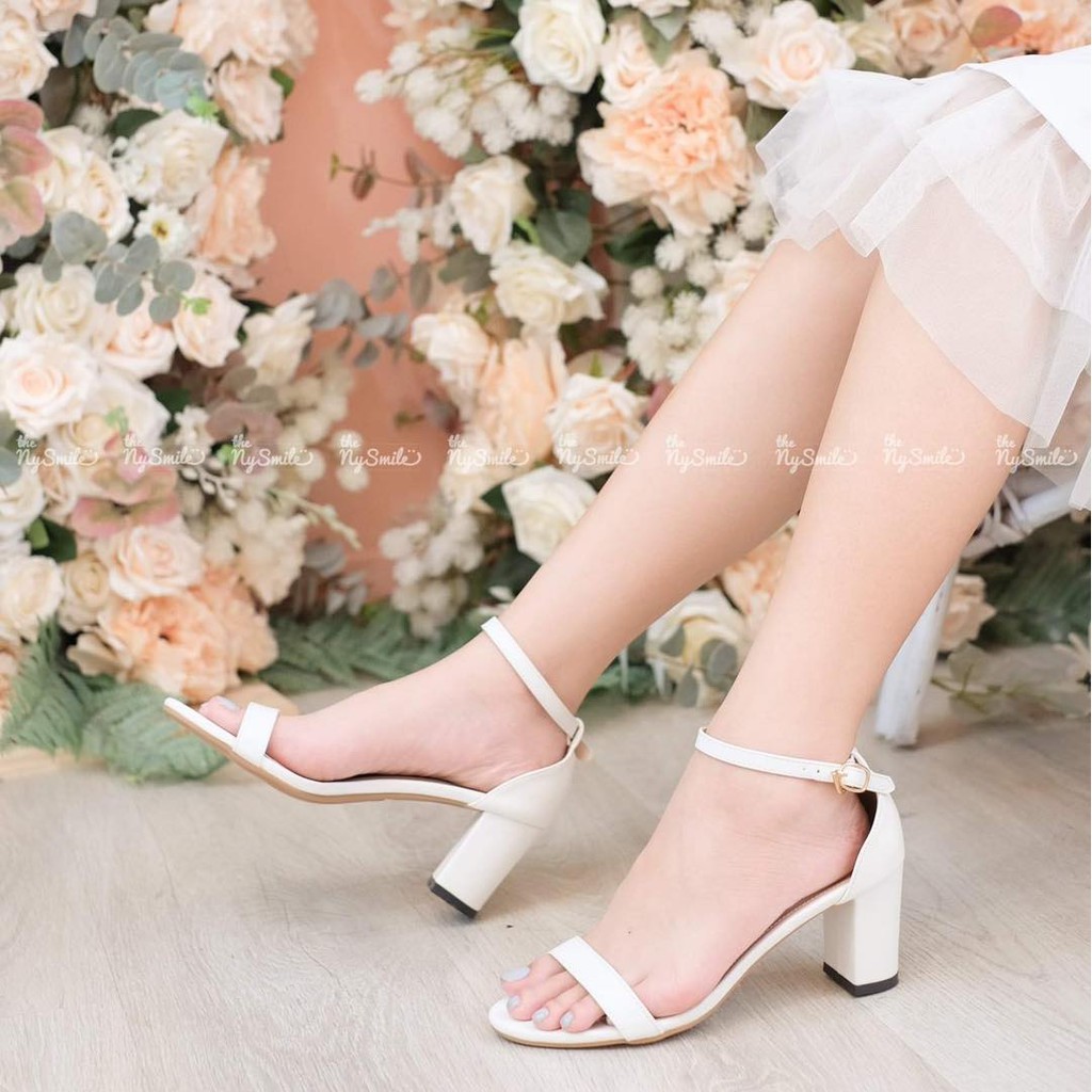Giày cao gót quai ngang 7cm FLASH SALE   - THE NYSMILE - Gót vuông công sở - RISK