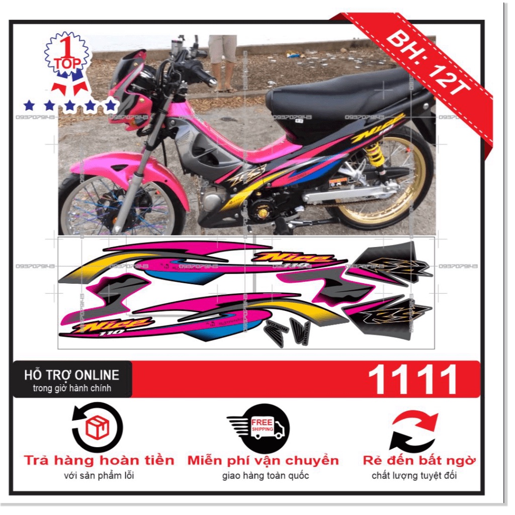 ( Quí khách vui lòng mang ra tiệm cho thợ dán ) Tem wave nice RS đen xám