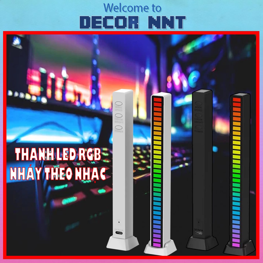Thanh led nháy theo nhạc, LED RGB 16 Triệu màu cảm ứng âm thanh chuẩn xác, Chuyển đổi màu sắc linh hoạt và tiện lợi