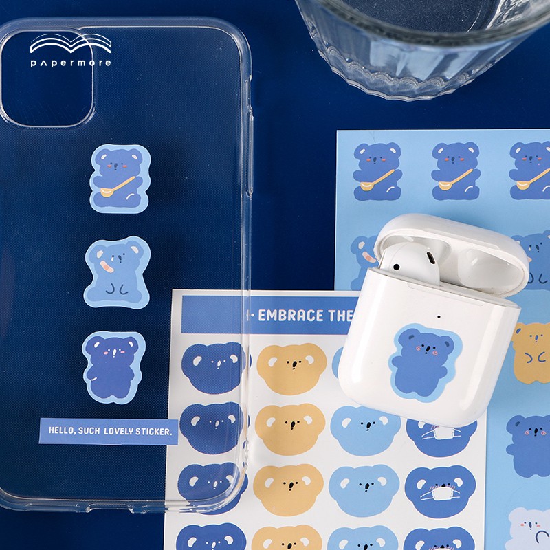 Set 2 tấm sticker 52 miếng dán hoạt hình động vật xứ lạnh dễ thương