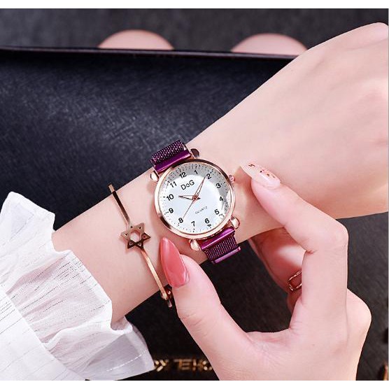 Đồng Hồ Nữ Dây Nam Châm Dqg D370 Mặt Số Hot Trend Siêu Đẹp - Hazo