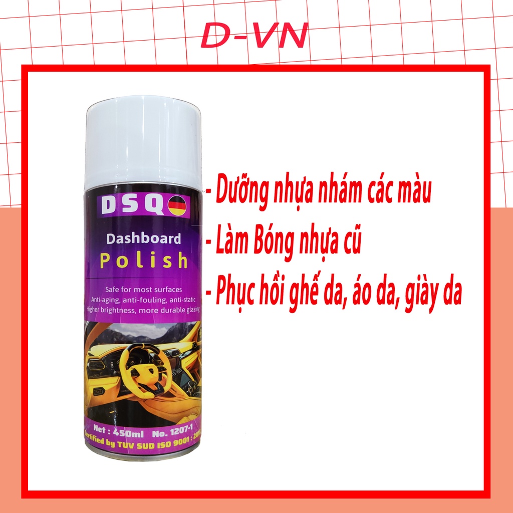 Dung Dịch Dưỡng Nhựa - Phục Hồi Nhựa Nhám - Làm Mới Nhựa Cũ, Ghế Da DASHBOARD WAXING D-VN