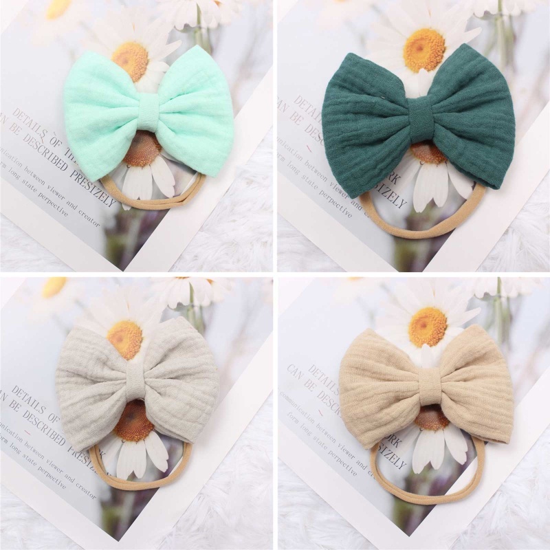 Băng Đô Nơ Bằng Cotton Mềm Co Giãn Thời Trang Dành Cho Bé Gái
