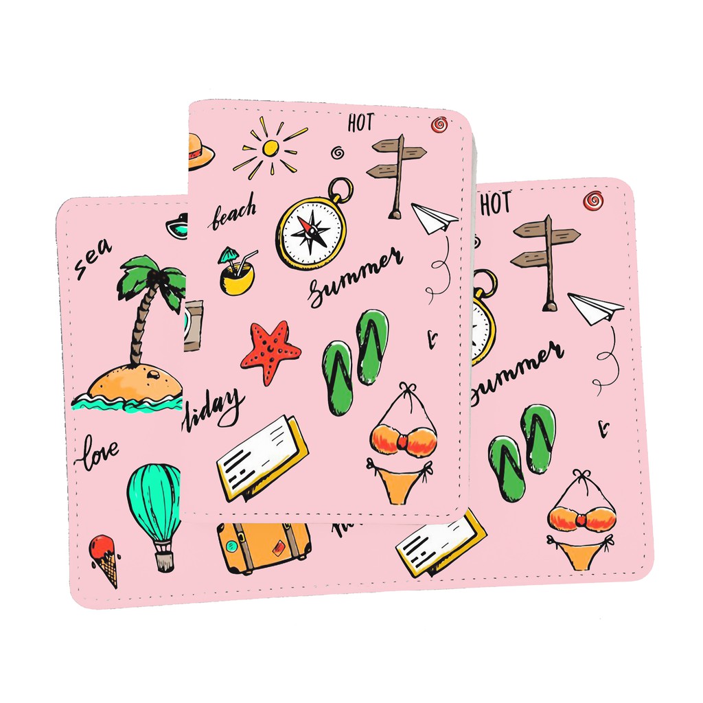 Bao Da Passport Cover SEA TRAVEL Sắc Màu - Ví Đựng Hộ Chiếu Du Lịch Thiết Kế Đơn Giản Tinh Tế Xinh Xắn - LT062