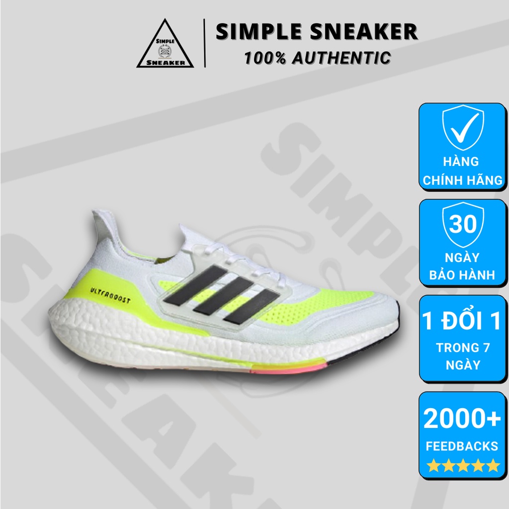 Giày Adidas Ultraboost 21 FREESHIP Giày Thể Thao Nam Nữ Adidas Chính Hãng - Ultraboost 21 White Volt - Simple Sneaker