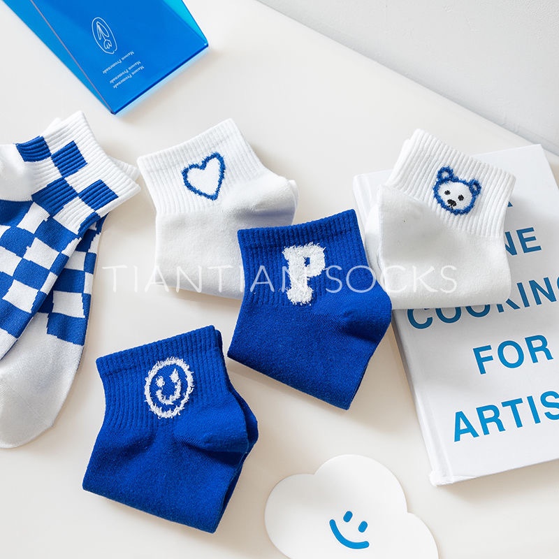 TIAN TIAN T159 Tất nữ ngắn cổ Vớ Cotton Cổ Thấp Thoáng Khí In Họa Tiết Chú Gấu Dễ Thương Thời Trang Mùa Hè Cho Nữ
