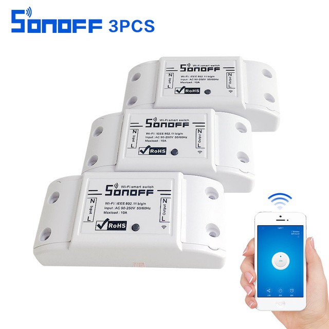 Bộ 3 Công Tắc Điều Khiển Từ Xa Sonoff basic Kết Nối Wifi