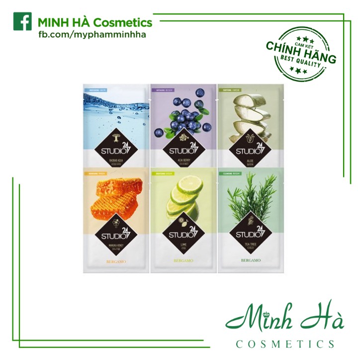 [Hộp 10 miếng] Mặt nạ giấy Bergamo Studio 247 Mask Pack