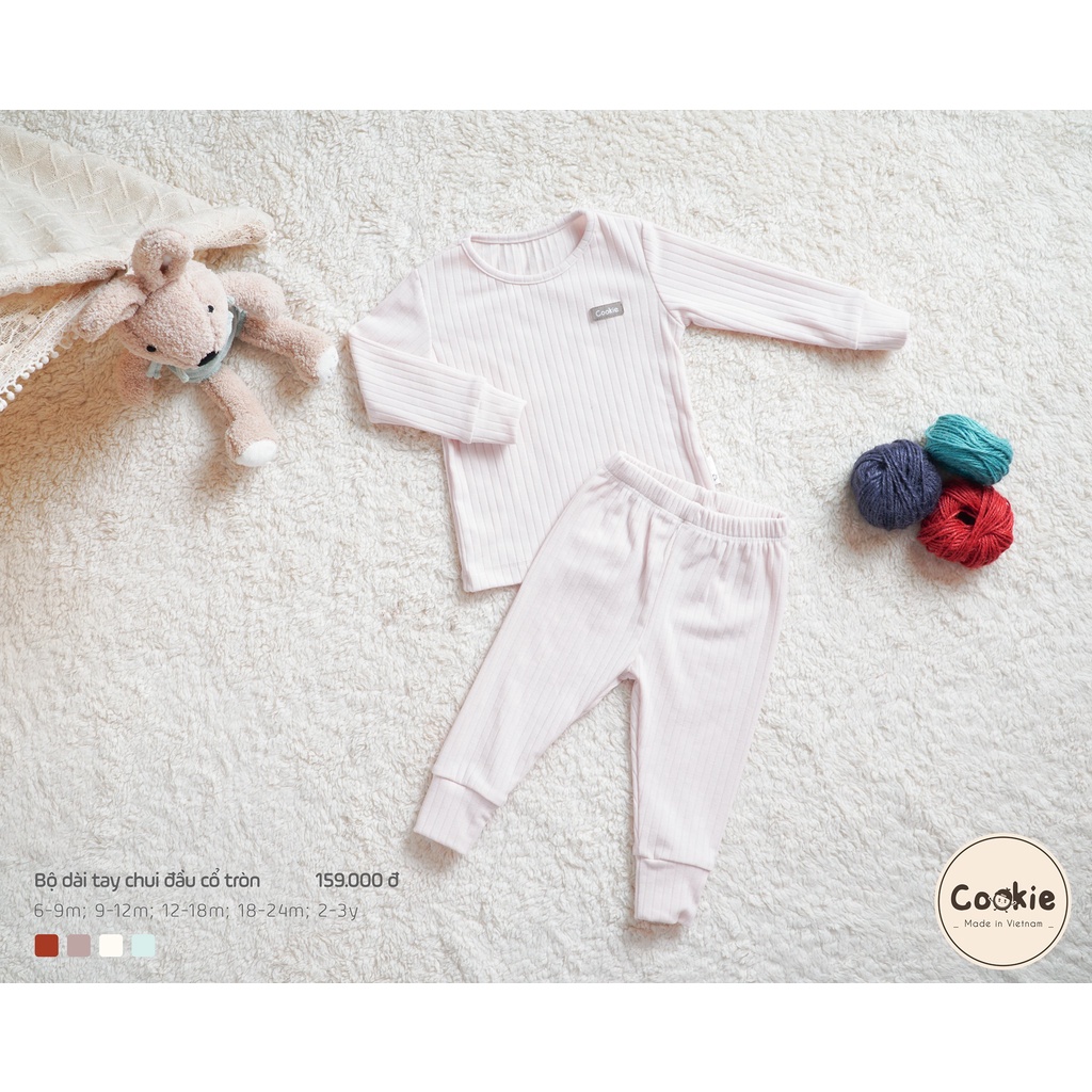 XẢ KHO  Bộ dài tay chui đầu cổ tròn cotton tăm dày - COOKIE