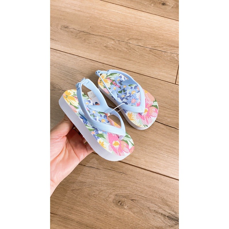 Dép xốp xỏ ngón Oldnavy hoa xanh bé gái Auth/Us