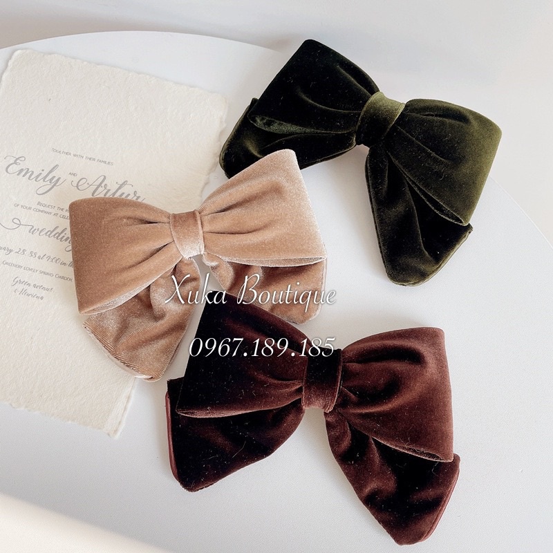 Kẹp Tóc Nơ Nhung Mẹ Con, Băng Đô Cài Tóc Cao Cấp Gắn Nơ Nhung, Kẹp Tóc Phái Nữ [ẢNH THẬT]