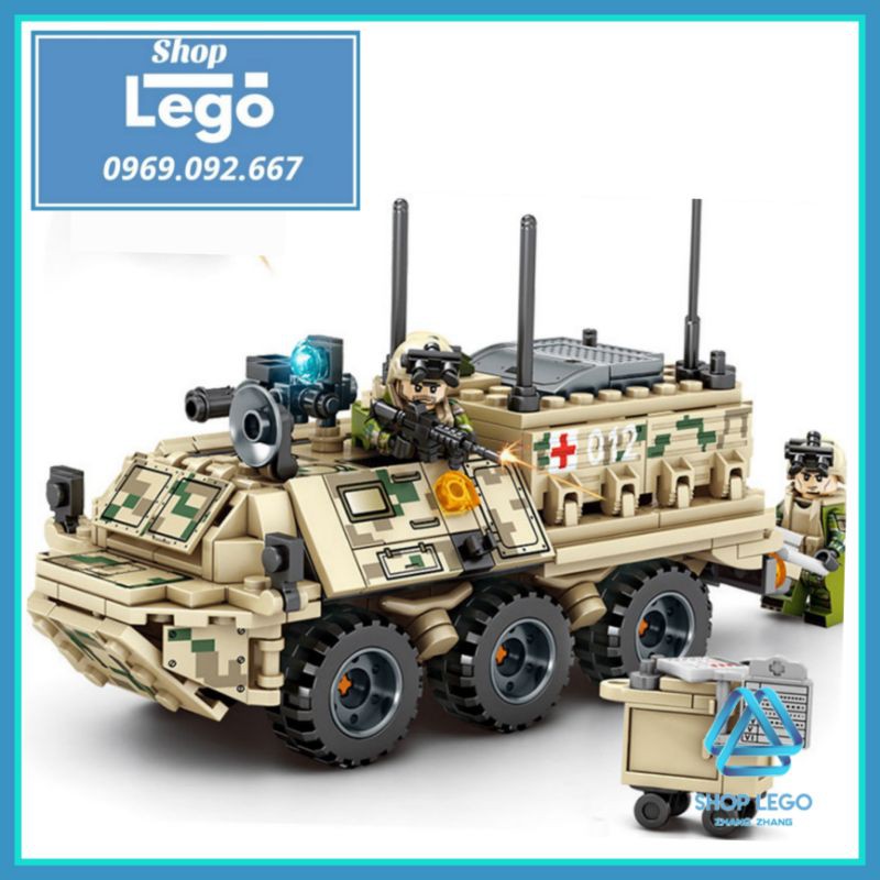 Xếp hình Xe quân sự cứu thương quân y quân đội bọc thép Lego Minifigures Sembo Block SD105561