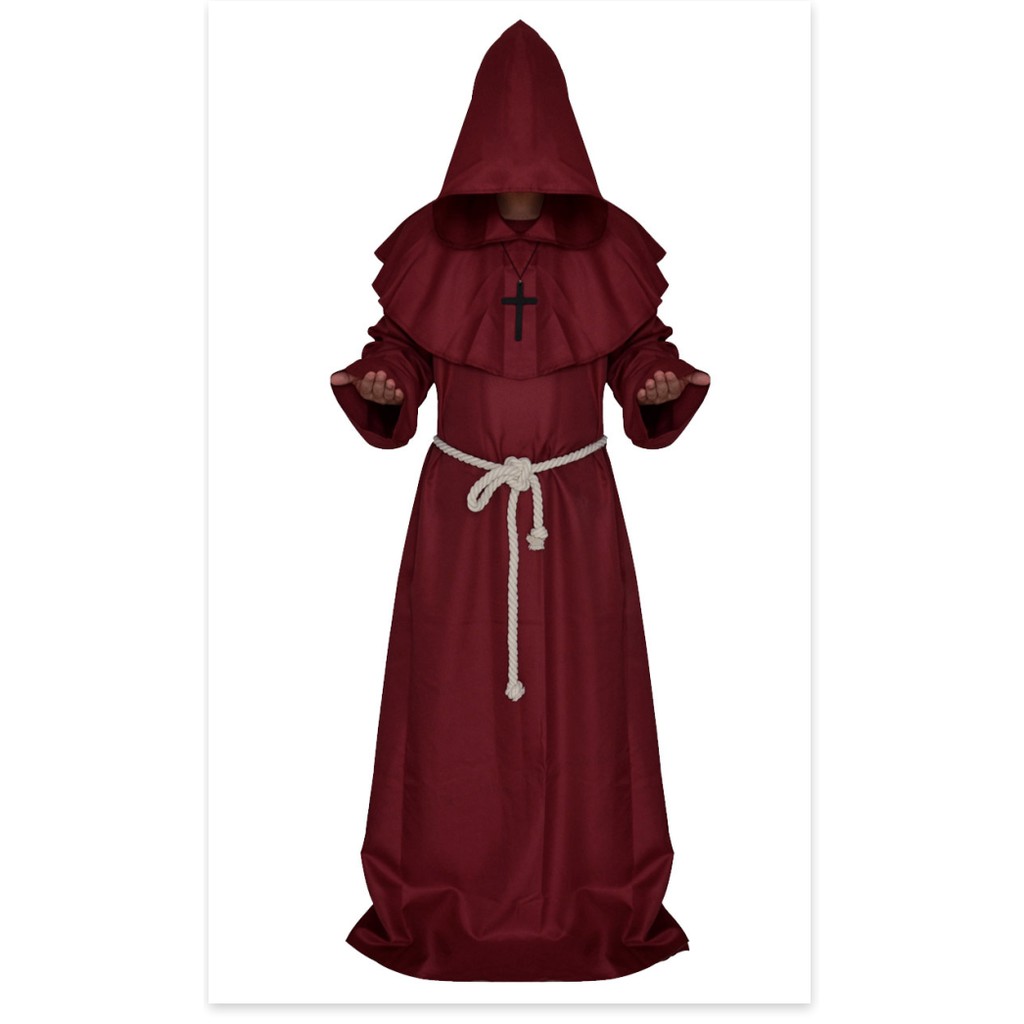 Halloween cosplay trang phục thời trung cổ tu sĩ quần áo tu sĩ áo choàng phù thủy quần áo linh mục quần áo phù hợp với C
