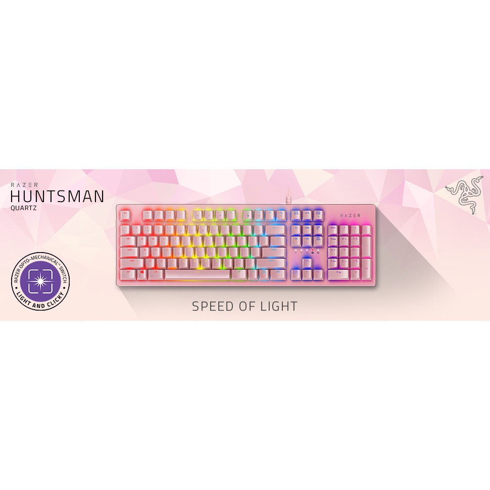 SIÊU SALE BÀN PHÍM CƠ GAMING RAZER HUNTSMAN QUARTZ MÀU HỒNG NEW SEAL