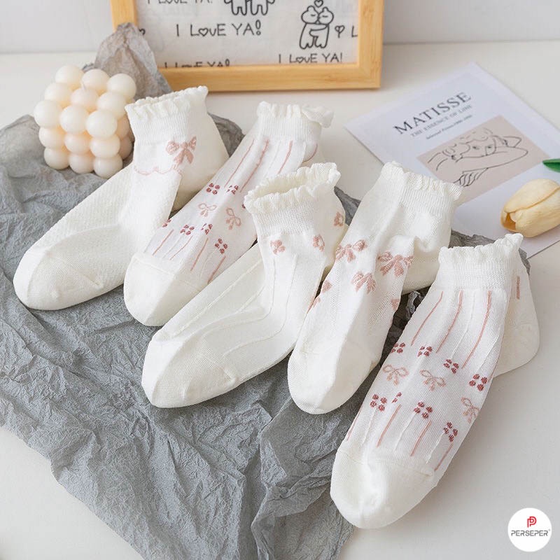 SET 5 ĐÔI Tất cổ ngắn nữ chất liệu vải Hàn thoáng khí, tất vớ phong cách hiện đại cực xinh- BEST SHOP