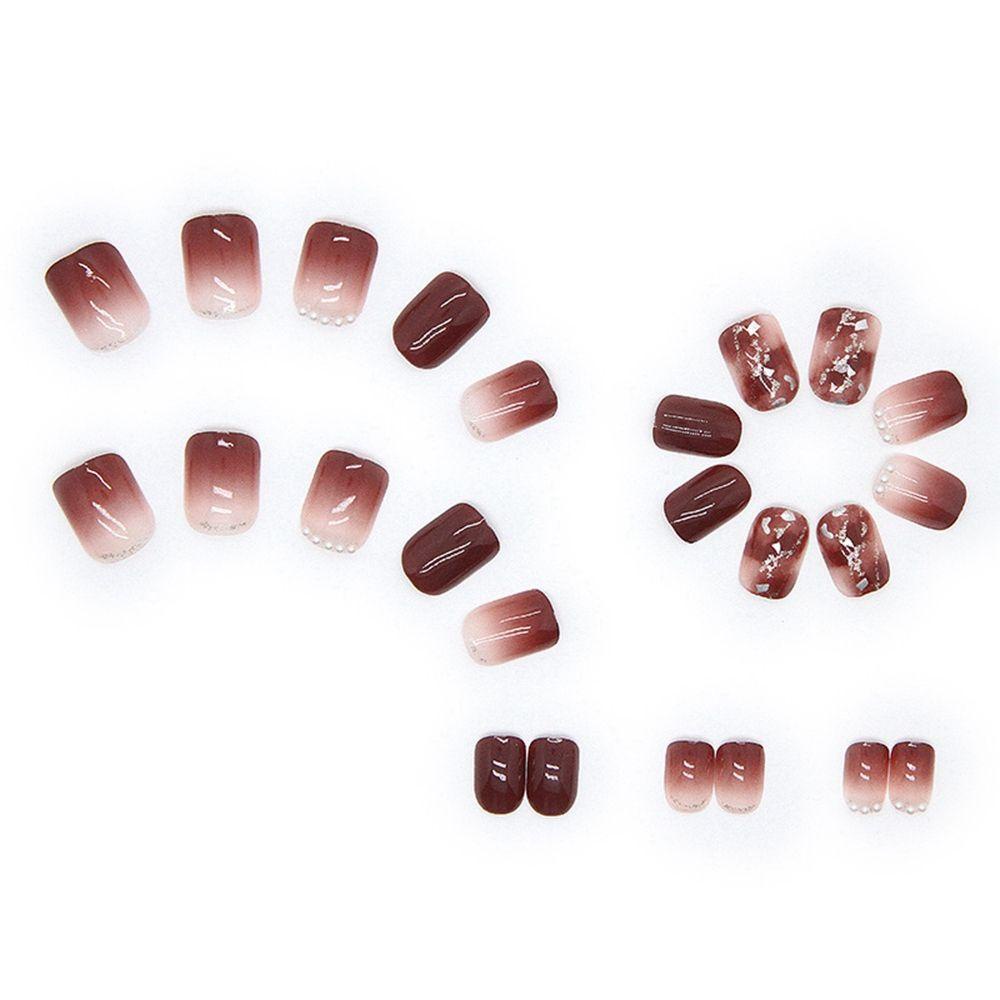 MIHAN1 Hộp 24 Móng Tay Giả Đầu Tròn / Vuông Che Phủ Toàn Diện