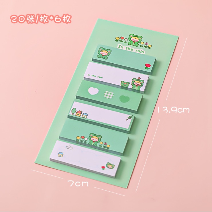 Set giấy nhớ, giấy note hình thú dạng chữ nhật siêu xinh BAG U NOTETHU078