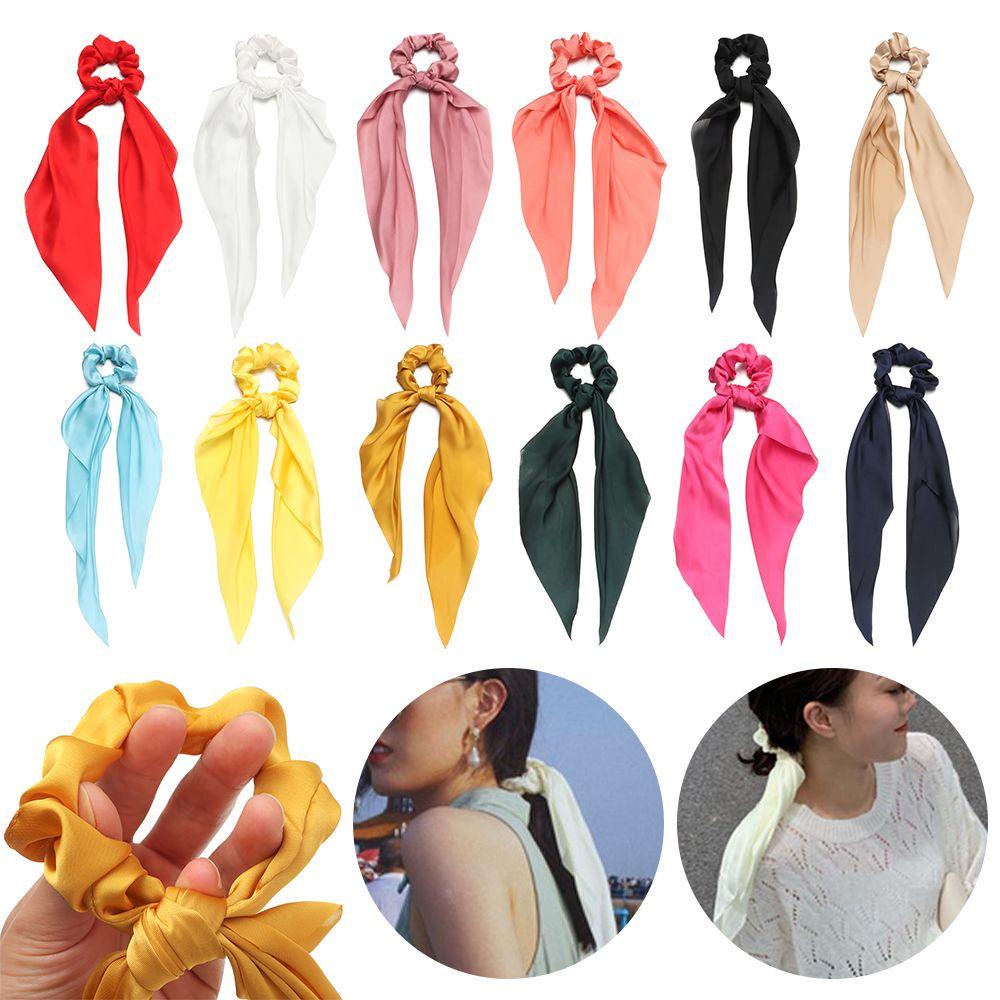 Dây Buộc Tóc Đuôi Ngựa Bằng Ruy Băng Dài Đính Nơ Lụa