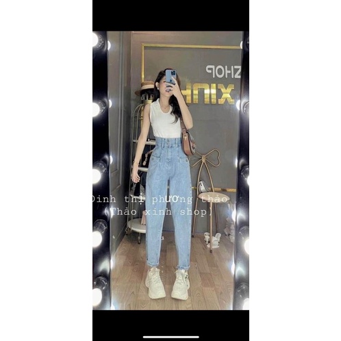 [CÓ ẢNH THẬT] Quần Jean Baggy Cạp Cao 2 Cúc Size S M L