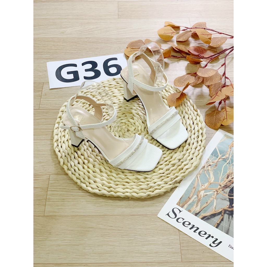 (S155) Sandal nữ cao 9 phân quai đính đá (mã G36 - hàng VNXK)