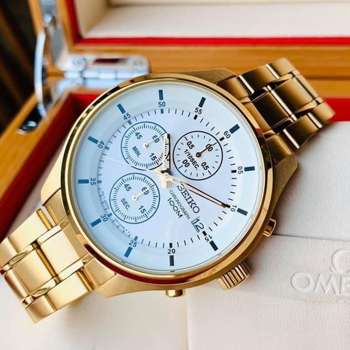 Đồng hồ Nam chính hãng Seiko Chronograph SKS544P1 Mặt trắng 6 kim thể thao,Lịch ngày-Máy Pin Quartz-Dây thép-Size 43mm