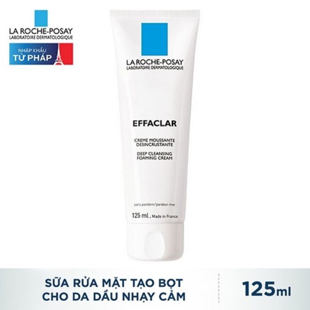 (Sẵn - Full 125ml) Sữa rửa mặt tạo bọt giảm nhờn LaRoche-Posay Effaclar Deep Cleansing Foaming Cream