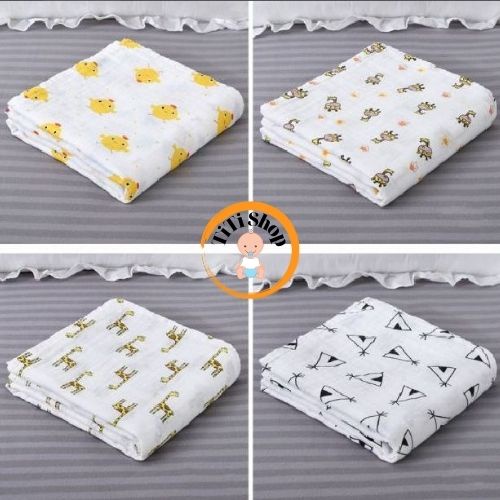 Khăn tắm cho bé, khăn tắm xô bé sơ sinh Muslin đa năng khổ 110x120 cm 100% cotton siêu mềm mại