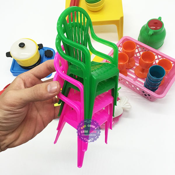 Bộ đồ chơi đồ hàng bàn ghế nấu ăn bằng nhựa Vĩnh Phát - ĐỒ CHƠI CHỢ LỚN