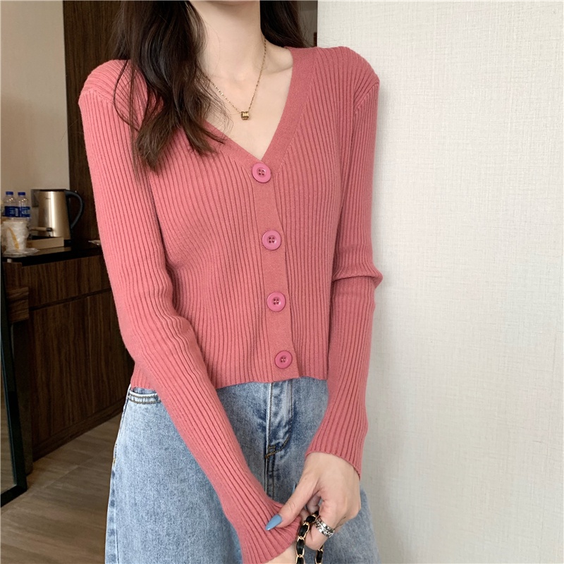Áo khoác cardigan dệt kim tay dài cổ chữ v form rộng thời trang cho nữ