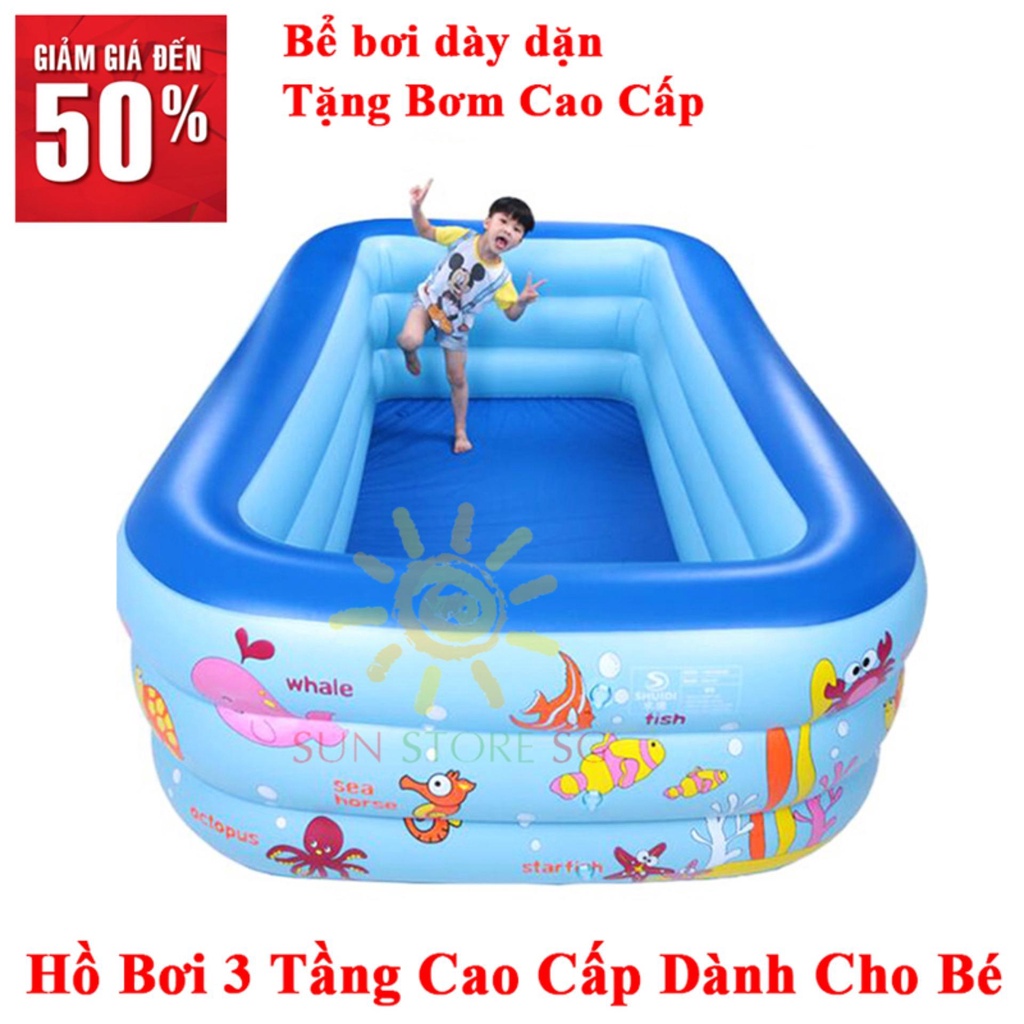 Hồ bơi mini 3 tầng cao cấp dành cho trẻ em - Chất liệu nhựa dẻo, đàn hồi tốt, độ bền cao, bảo hành uy tín toàn quốc