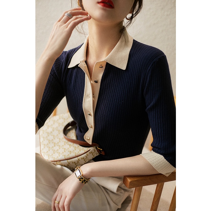 Áo Dệt Kim Tay Lửng 16 Tấc Mỏng Nhẹ Cao Cấp Ôm Dáng Vừa Vặn Phong Cách Pháp Thời Trang OL Cao Cấp Ngọt Ngào