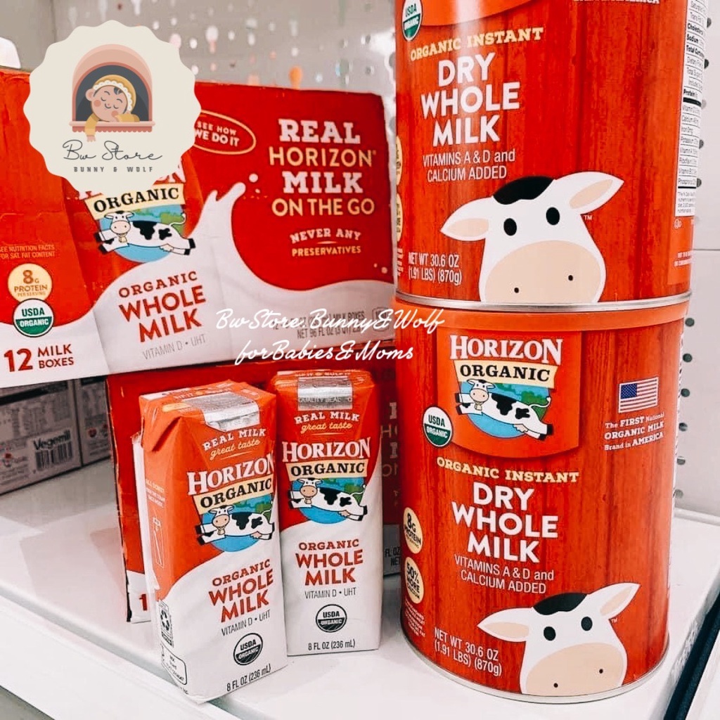 Sữa Tươi Dạng Nước Horizon Organic Mỹ 236ml cho bé từ 1 tuổi - Thùng 12 hộp / Thùng 18 hộp