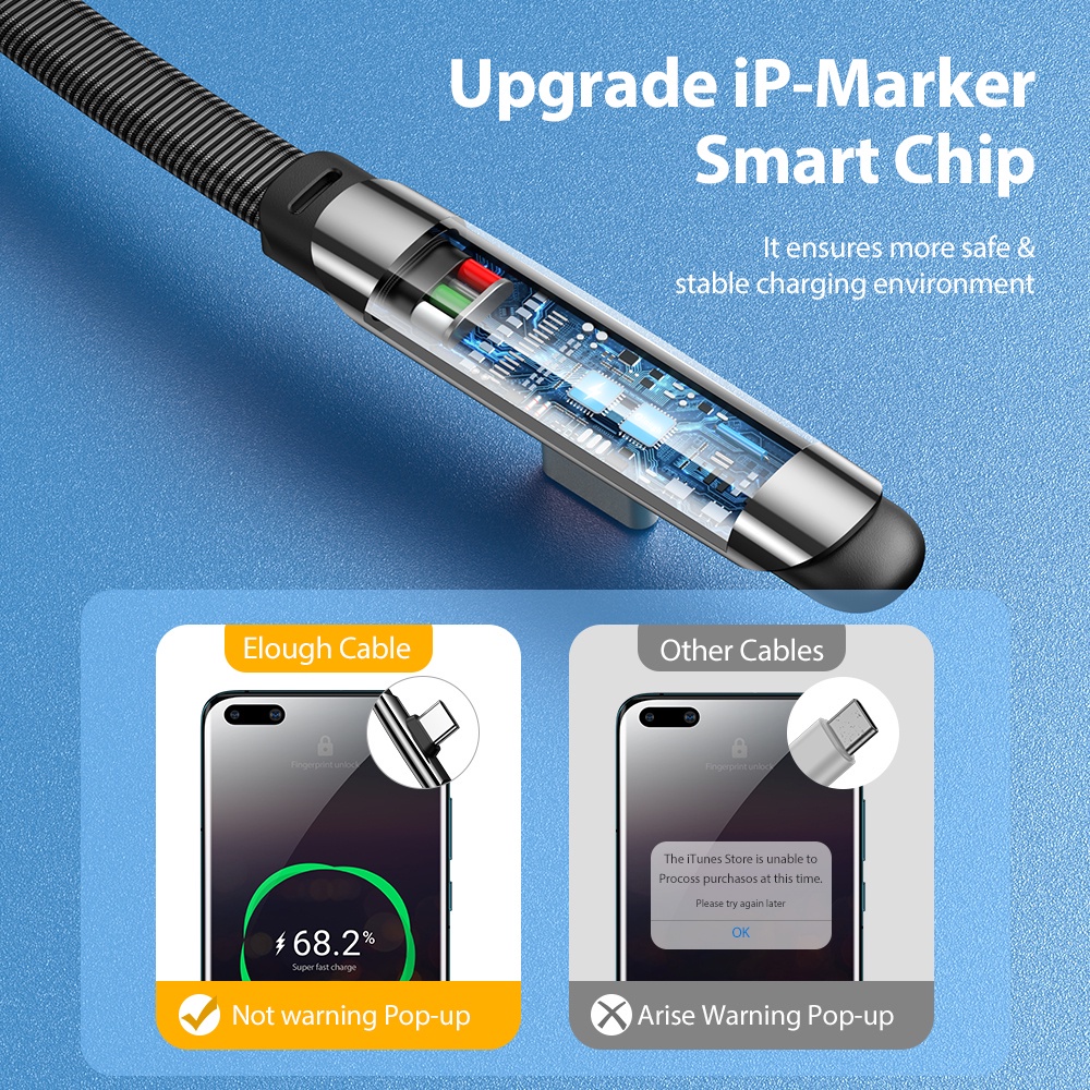 Cáp SạC Nhanh USB-C 6A 66W 90 Độ Chuyên DụNg