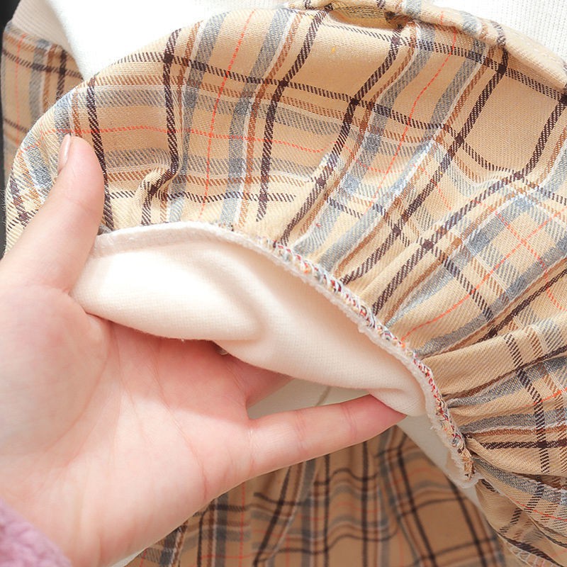 Đầm  tay dài họa tiết sọc caro có cà vạt thời trang cho bé gái 0-4 tuổi