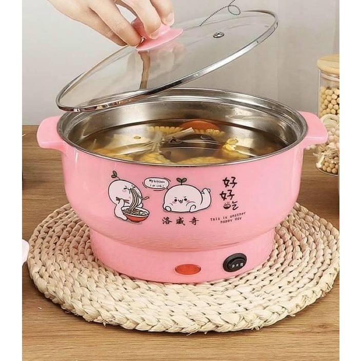 Ca Mì, Nồi Lẩu Mini Hấp Đa Năng Dùng Để Nấu Canh , Chiên, Đun Nước Sôi , Nấu Mỳ ,Hấp Đồ Ăn